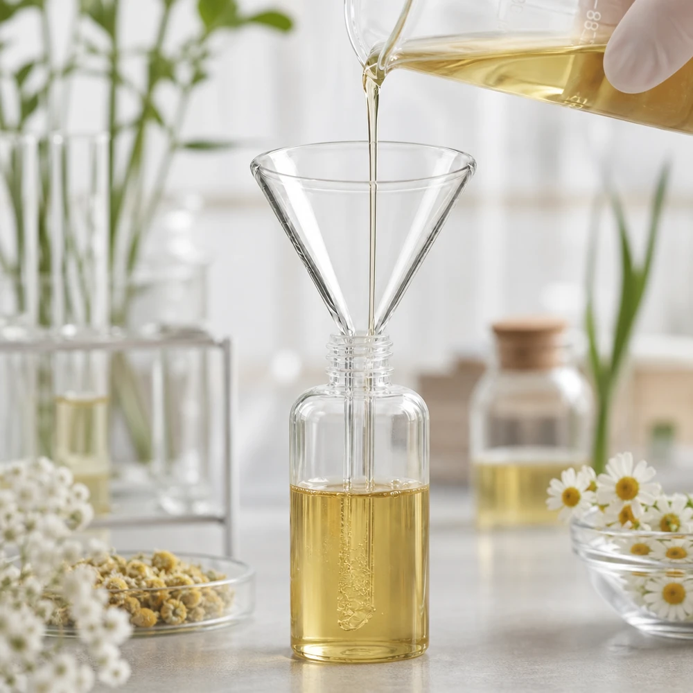 Funil ø50mm cal sodada, ângulo 60°, estilo curto Funil de vidro de 50 mm com ângulo de 60 graus para uma decantação precisa de líquidos e óleos
