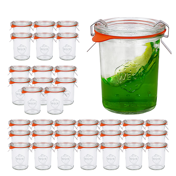 36er Set Weck Gläser 160 ml Sturzgläser mit 36 Glasdeckeln,