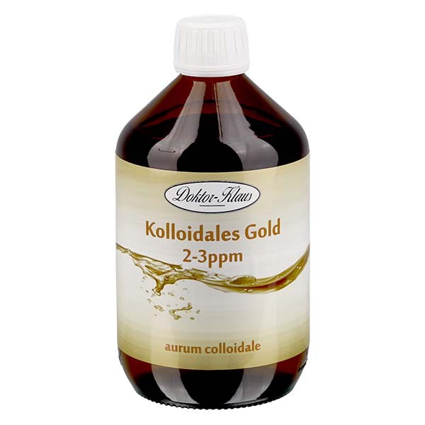 500 ml de ouro coloidal Doktor-Klaus, 2-3ppm, para recarga, em Frasco PET castanho