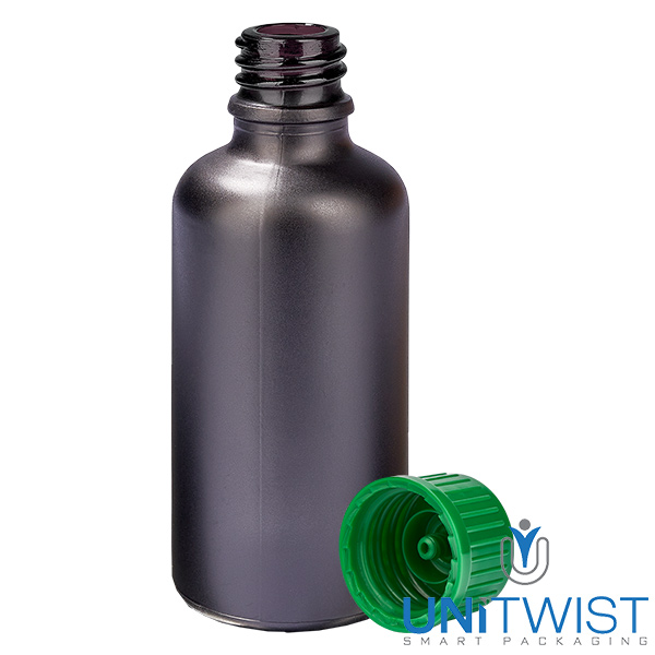 Frasco de 50ml com tampa de rosca de 11mm verde Standard BlackLine UT18/50 Frasco de 50ml com tampa de rosca de 11mm verde Standard BlackLine UT18/50