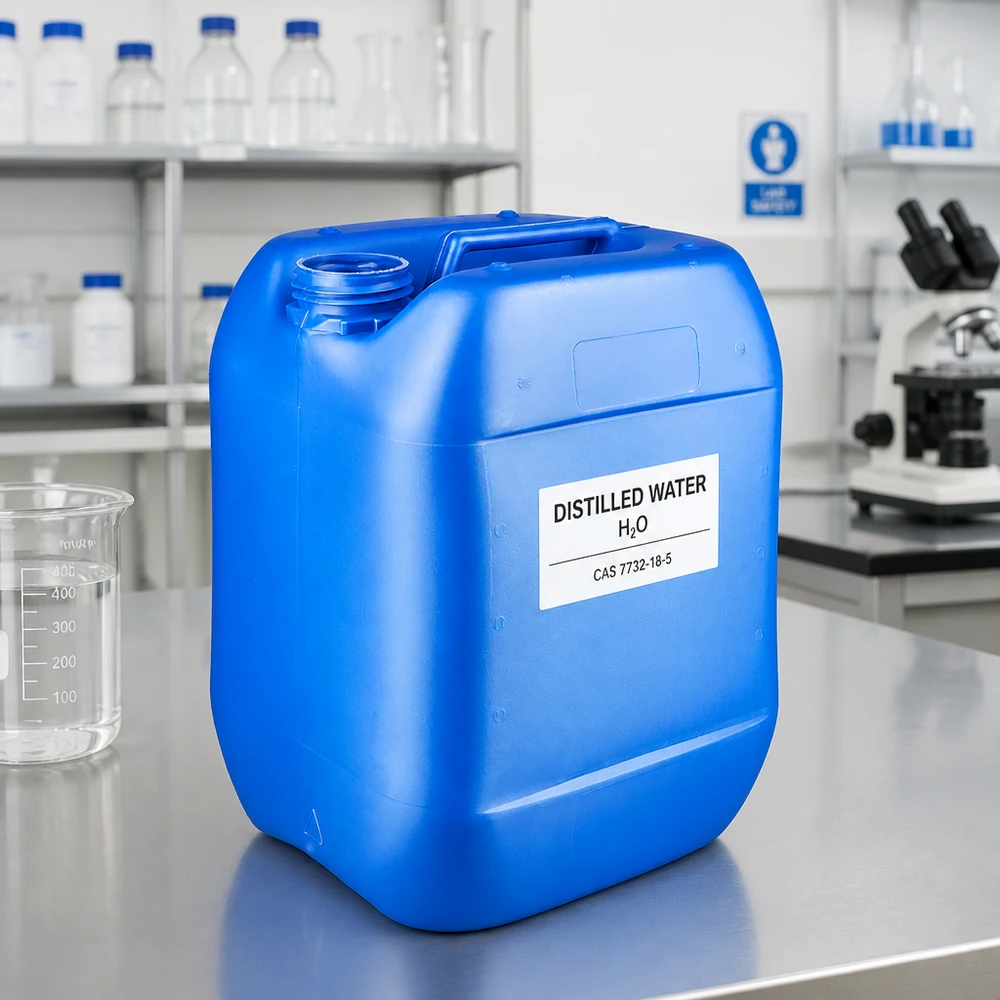 Bidão 10 litros azul sem tampa Recipiente azul de 10 litros, sem tampa, para água destilada em laboratório