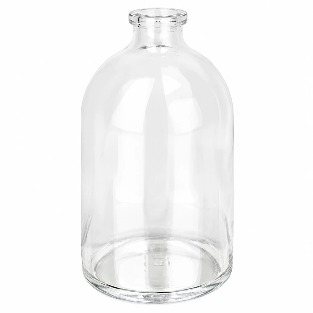 Frasco de injeção de vidro transparente 100ml Pharmazeutische Injektionsflasche 100ml aus klarem Glas in Apothekerflaschform