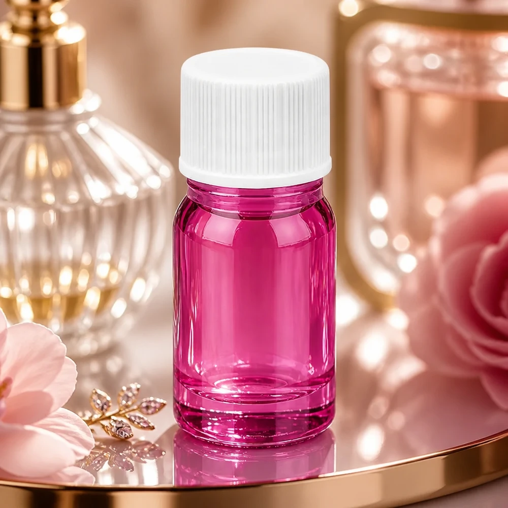 Frasco de vidro violeta de 5 ml com fio ondulado para armazenamento seguro de substâncias sensíveis à luz