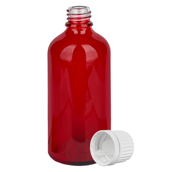 Frasco conta-gotas de 100ml com tampa inviolável branca de 0,7mm RedLine UT18/100 Frasco conta-gotas de 100ml com tampa inviolável branca de 0,7mm RedLine UT18/100