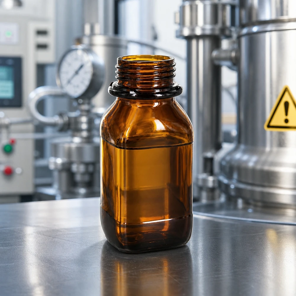 Frasco químico de 250 ml em vidro borossilicato de cor âmbar para aplicações profissionais em laboratório