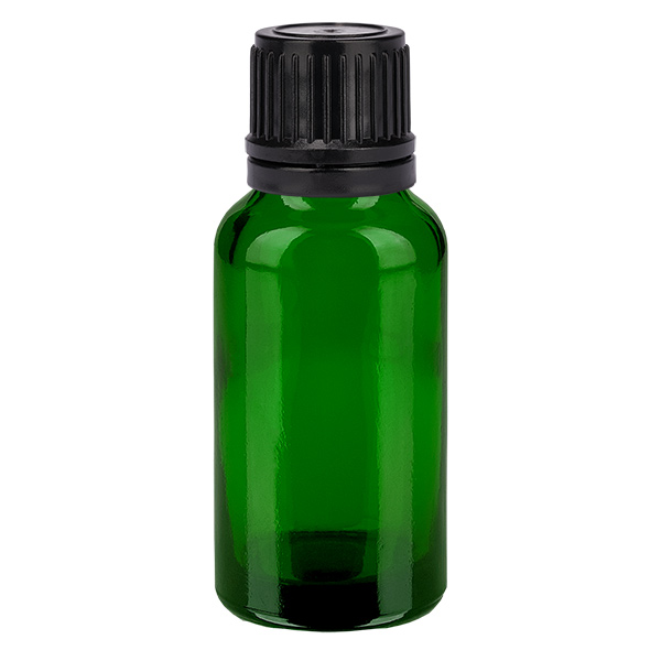 Frasco de 20 ml com tampa de rosca de 11 mm preta com fecho inviolável GreenLine UT18/20