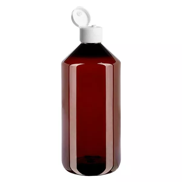Frasco PET 1000ml com tampa flip-top branca Frasco PET 1000ml com tampa flip-top branca