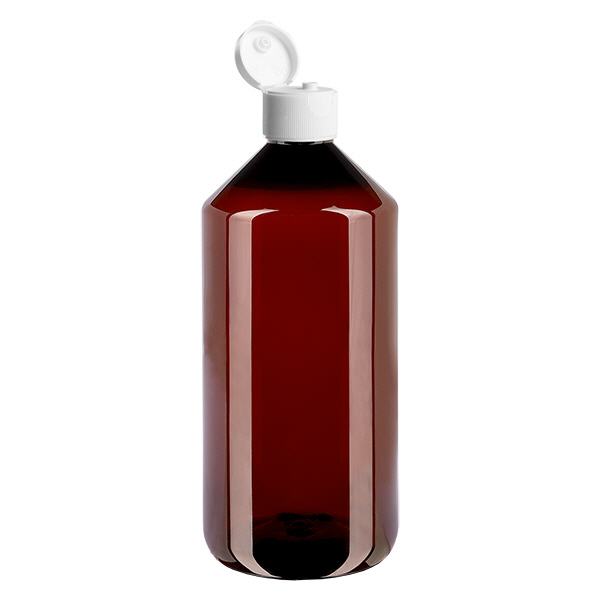 Frasco PET 1000ml com tampa flip-top branca Frasco PET 1000ml com tampa flip-top branca