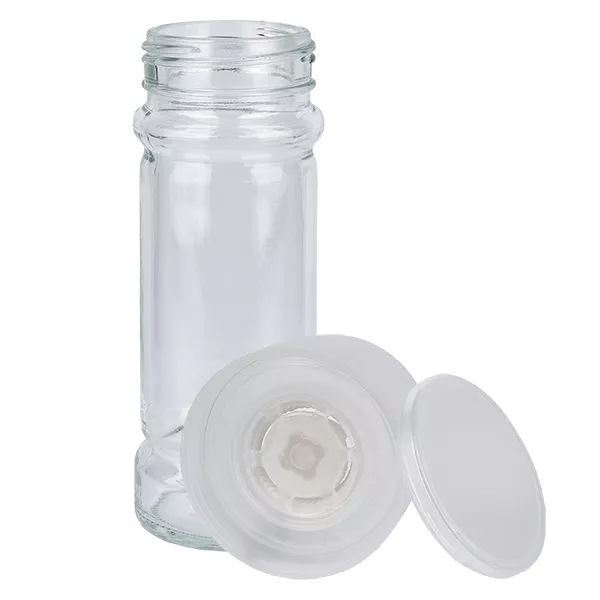 Frasco para sal/especiarias de 100 ml com moinho (grão grosso), branco