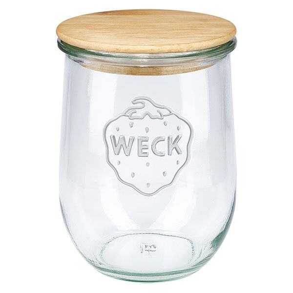 Frasco de tulipa WECK RR100 de 1062ml com tampa de madeira