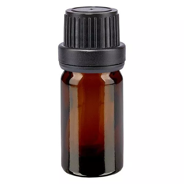 Frasco de farmácia castanho 5ml tampa conta-gotas anel de vazamento 2mm preto tampa inviolável
