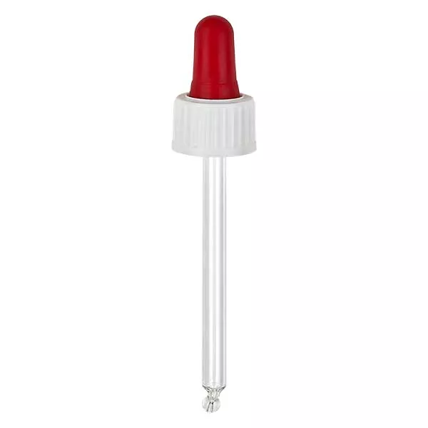 Pipeta conta-gotas de vidro branco/vermelho 18mm PL78 standard Pipeta conta-gotas de vidro branco/vermelho 18mm PL78 standard