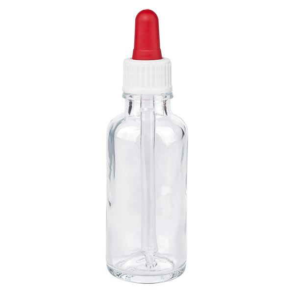 Frasco de farmácia transparente pipeta 30ml branco/vermelho standard