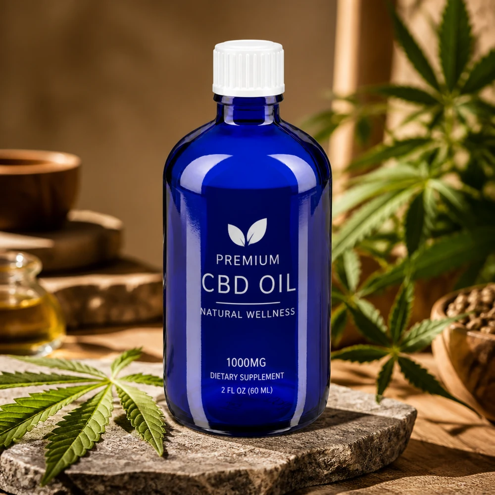 Frasco de farmácia azul 100ml tampa de rosca branco globules standard Frasco de vidro azul para uso médico de 100 ml com tampa branca com segurança para crianças, para produtos de óleo de CBD