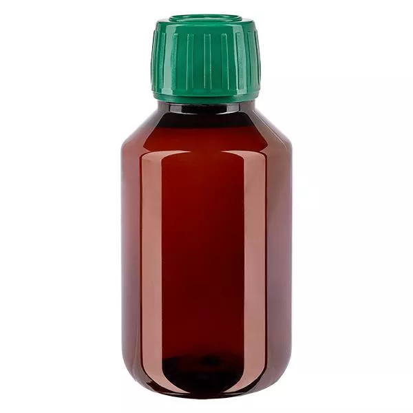 Frasco PET 100ml com tampa verde inviolável Frasco PET 100ml com tampa verde inviolável