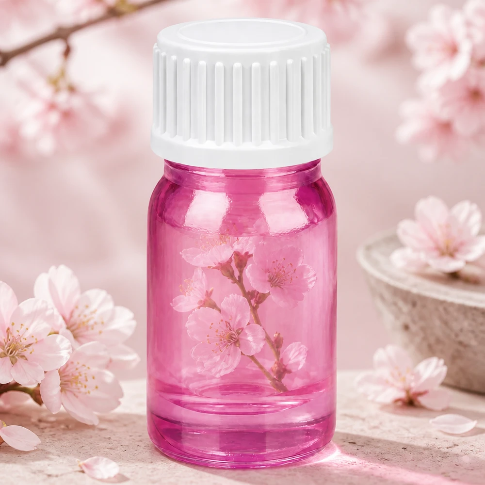Frasco de 5 ml (glóbulo) com anel de vazamento de 3 mm branco padrão PurpleLine UT18/5 Frasco de vidro compacto de 5 ml em cor-de-rosa com abertura de 3 mm e tampa branca para uma dosagem precisa