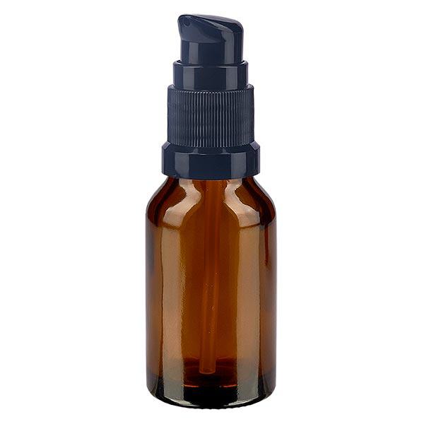 Frasco de farmácia castanho 15ml com tampa de bomba preta standard Frasco de farmácia castanho 15ml com tampa de bomba preta standard