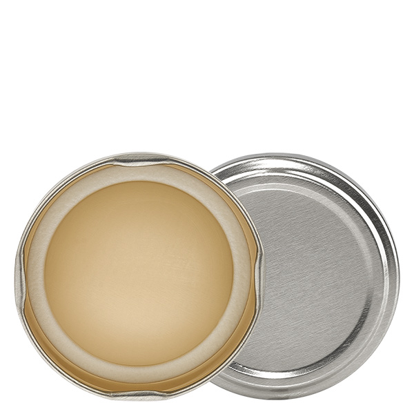 Tampa BasicSeal de 63 mm prateada (TO63) UNiTWIST Tampa BasicSeal de 63 mm prateada (TO63) UNiTWIST