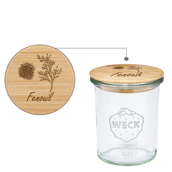 Boina em madeira "Fenouil" com verniz à vista WECK 160ml Boina em madeira "Fenouil" com verniz à vista WECK 160ml