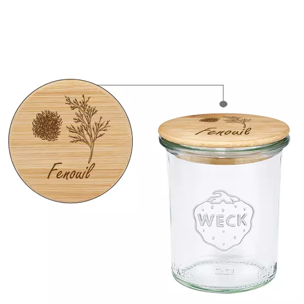 Boina em madeira "Fenouil" com verniz à vista WECK 160ml Boina em madeira "Fenouil" com verniz à vista WECK 160ml