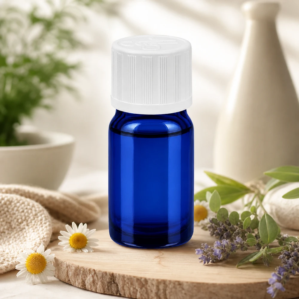 Pequeno frasco de vidro de 5 ml com rosca UT18/5 ideal para óleos essenciais e amostras de aromas