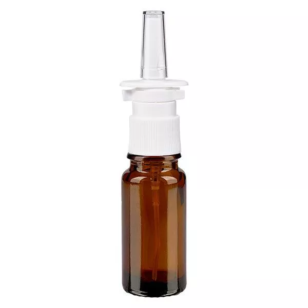 Frasco de farmácia castanho 10ml atomizador nasal branco standard Frasco de farmácia castanho 10ml atomizador nasal branco standard