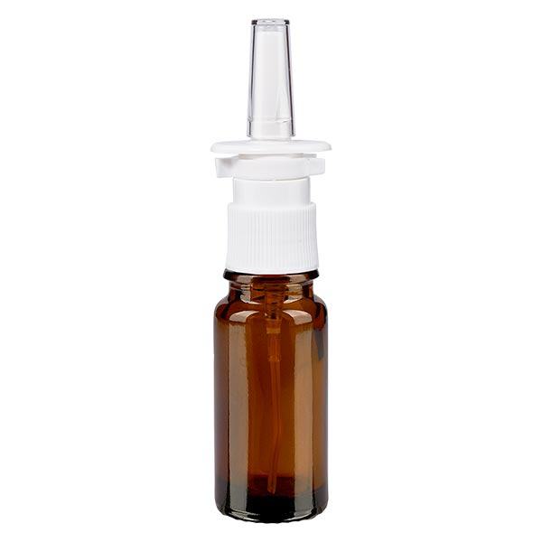 Frasco de farmácia castanho 10ml atomizador nasal branco standard