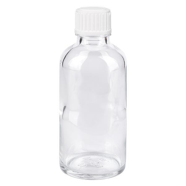 Frasco de farmácia transparente 50ml tampa de rosca branca padrão Frasco de farmácia transparente 50ml tampa de rosca branca padrão