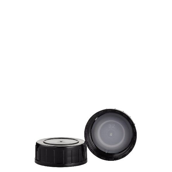 Tampa de rosca preta feita de polipropileno N 32mm (DIN 32) Tampa de rosca preta feita de polipropileno N 32mm (DIN 32)