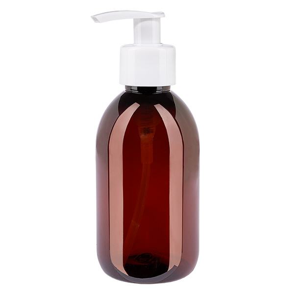 Frasco PET 250ml com bomba doseadora branca Frasco PET 250ml com bomba doseadora branca