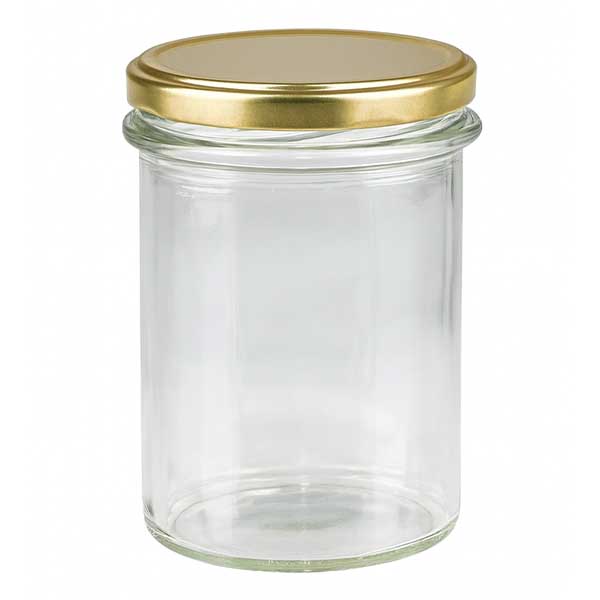 Copos de vidro de 230 ml com tampa BasicSeal dourada UNiTWIST