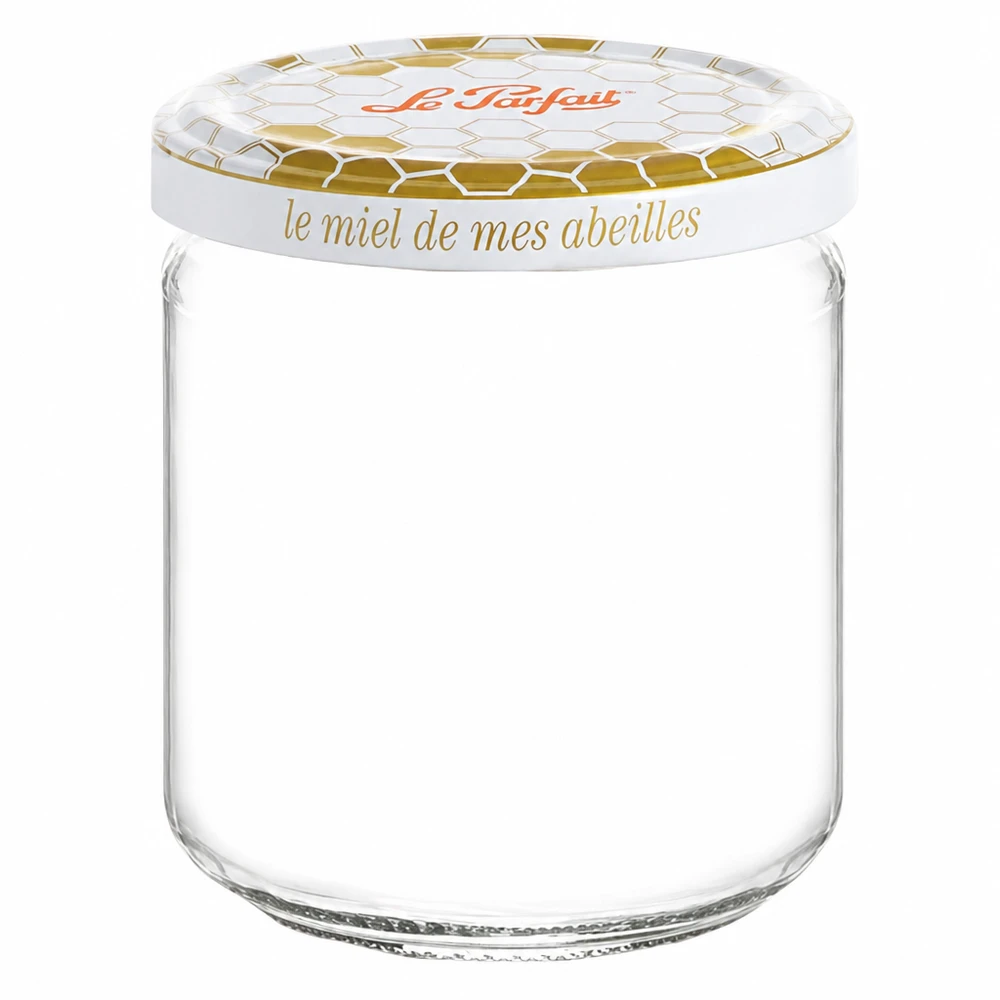 Frasco de armazenamento Le Parfait 212ml com tampa de rosca para mel e design em favo de mel para mel e alimentos