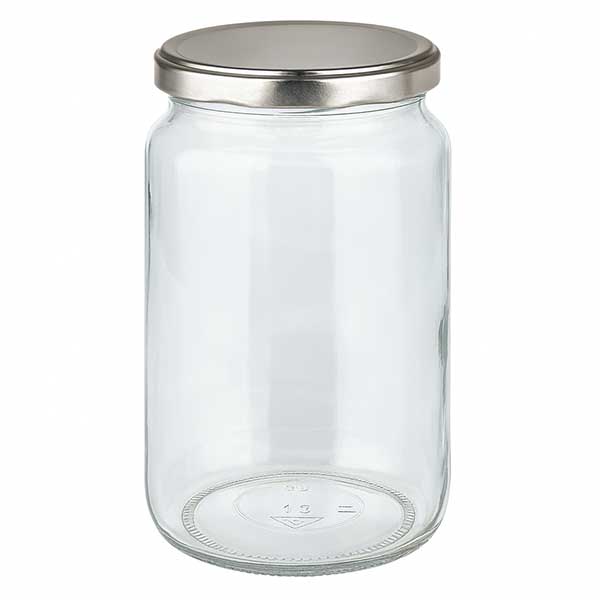 Frasco redondo de 795 ml com tampa BasicSeal prateada UNiTWIST