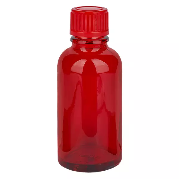 Frasco de 30 ml com tampa de rosca de 11 mm vermelho standard RedLine UT18/30 Frasco de 30 ml com tampa de rosca de 11 mm vermelho standard RedLine UT18/30