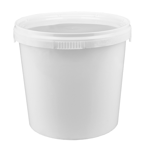 Balde de plástico de polipropileno branco de 1 litro com tampa Balde de plástico de polipropileno branco de 1 litro com tampa