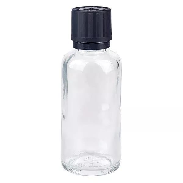 Frasco de farmácia transparente 30ml conta-gotas tampa anel de vazamento 1mm preto bloqueio de segurança para crianças símbolo de aviso cego fecho inviolável Frasco de farmácia transparente 30ml conta-gotas tampa anel de vazamento 1mm preto bloqueio de segurança para crianças símbolo de aviso cego fecho inviolável