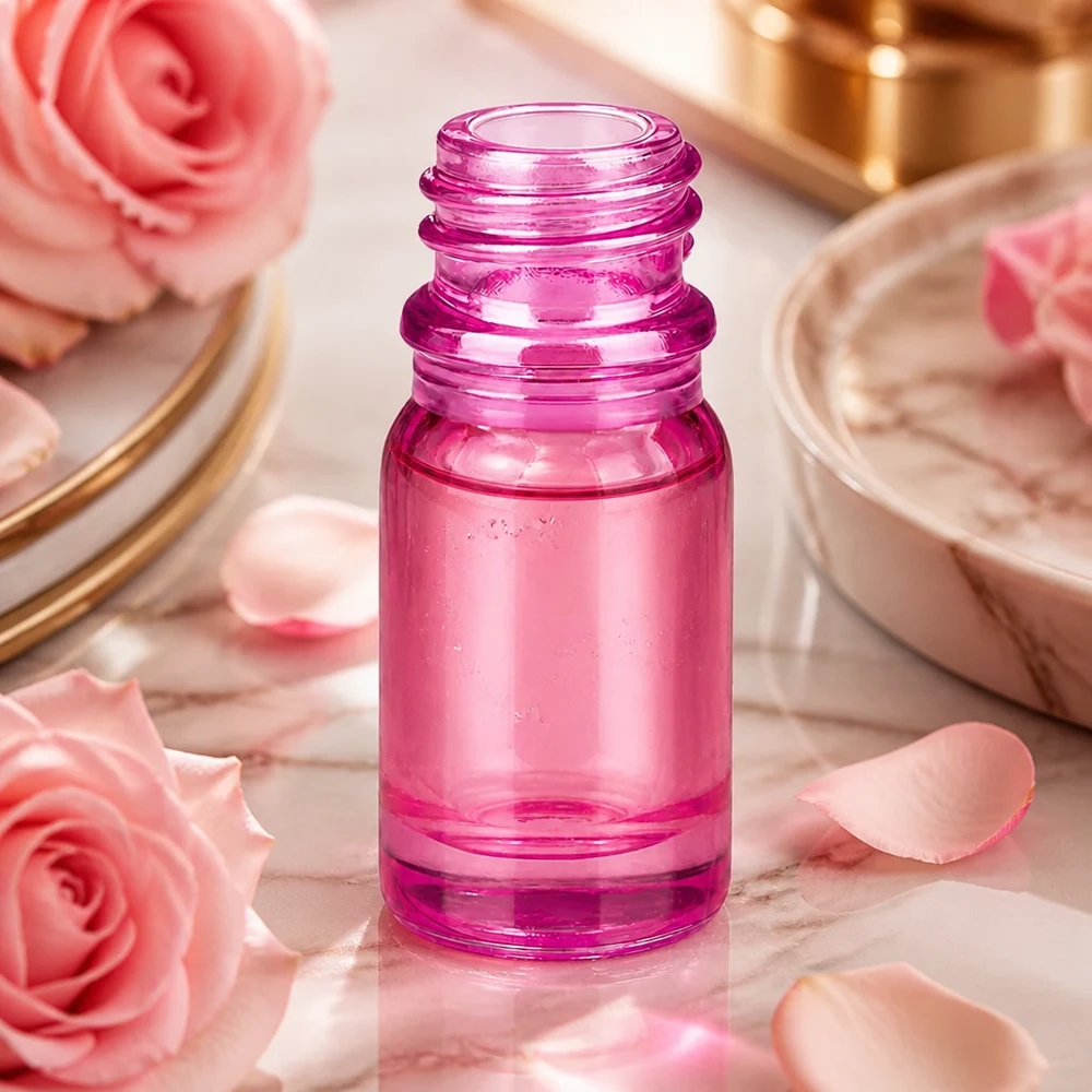 Frasco de farmácia de 5 ml PurpleLine UT18/5 UNiTWIST Frasco de vidro PurpleLine UT18/5 de 5 ml com tampa UNiTWIST para óleos essenciais em rosa-violeta