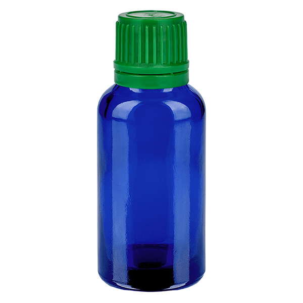 Frasco de 30ml com tampa de rosca de 11mm verde tampa inviolável BlueLine UT18/30