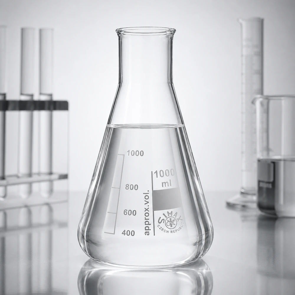 Balão Erlenmeyer transparente de 100 ml com gargalo largo, fabricado em vidro de alta qualidade para experiências químicas