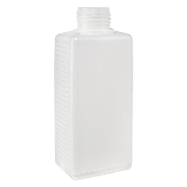Frasco quadrado de 250ml em PE natural, sem tampa Frasco quadrado de 250ml em PE natural, sem tampa