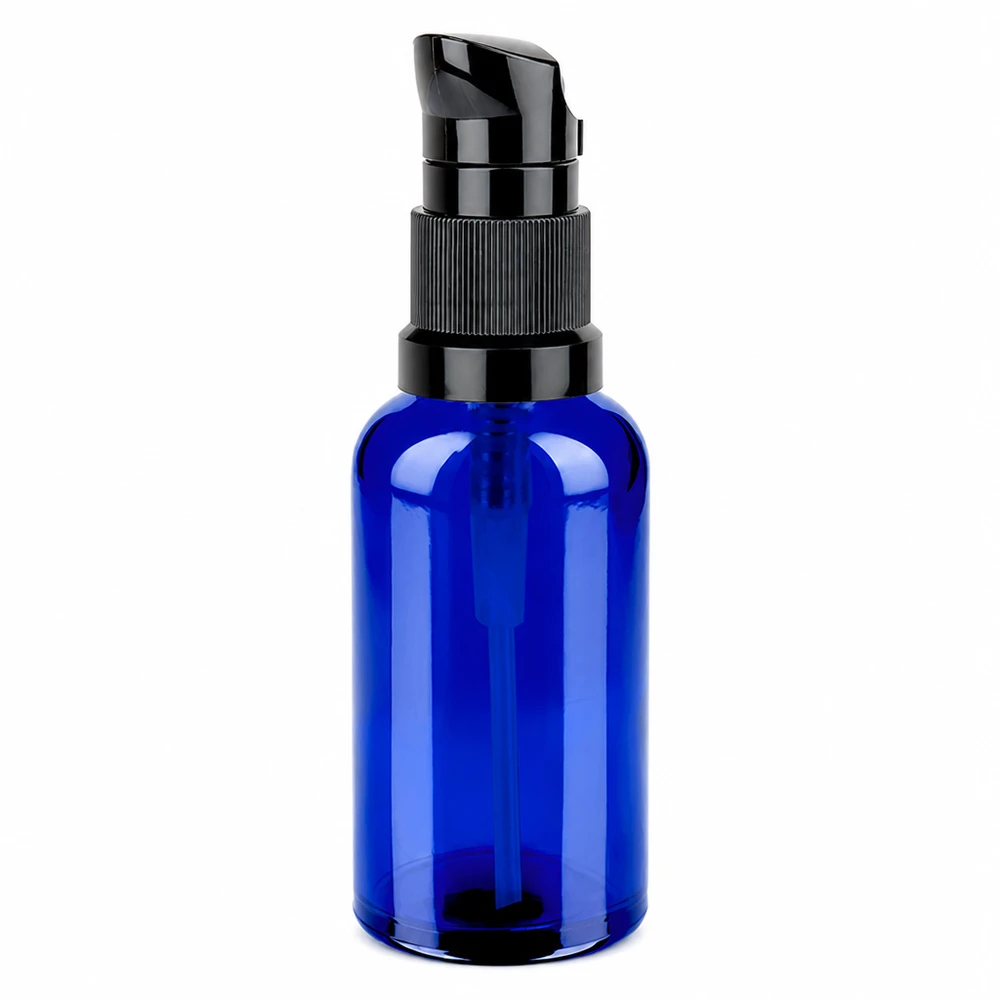 Frasco doseador de 50 ml preto com tampa standard BlueLine UT18/50 Frasco doseador de 50 ml azul com doseador preto STD BlueLine UT18/50