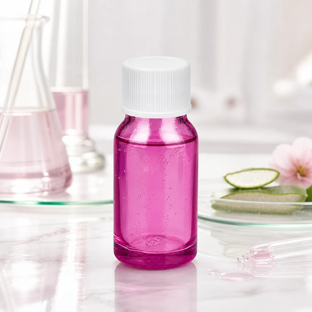 Frasco compacto de 10 ml com design PurpleLine e tampa SV branca para aplicações móveis
