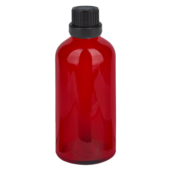 Frasco de 100 ml com tampa de rosca de 11 mm preta com fecho inviolável RedLine UT18/100