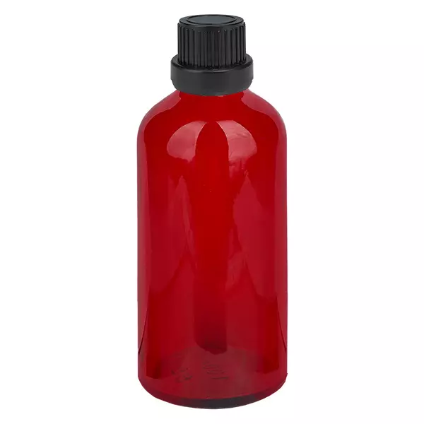 Frasco de 100 ml com tampa de rosca de 11 mm preta com fecho inviolável RedLine UT18/100 Frasco de 100 ml com tampa de rosca de 11 mm preta com fecho inviolável RedLine UT18/100