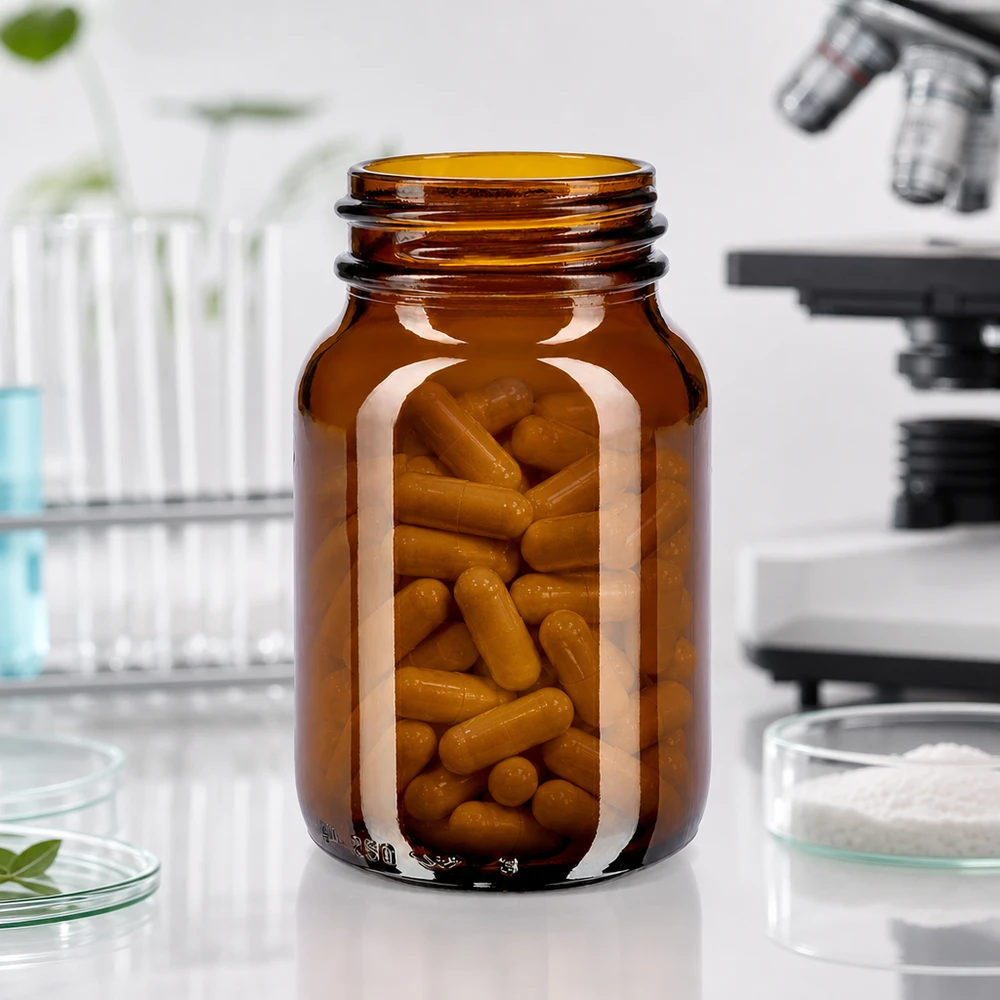 250ml Weithalsflasche Braunglas Frasco compacto de 250 ml com gargalo largo em vidro âmbar, perfeito para aplicações laboratoriais e medicamentos
