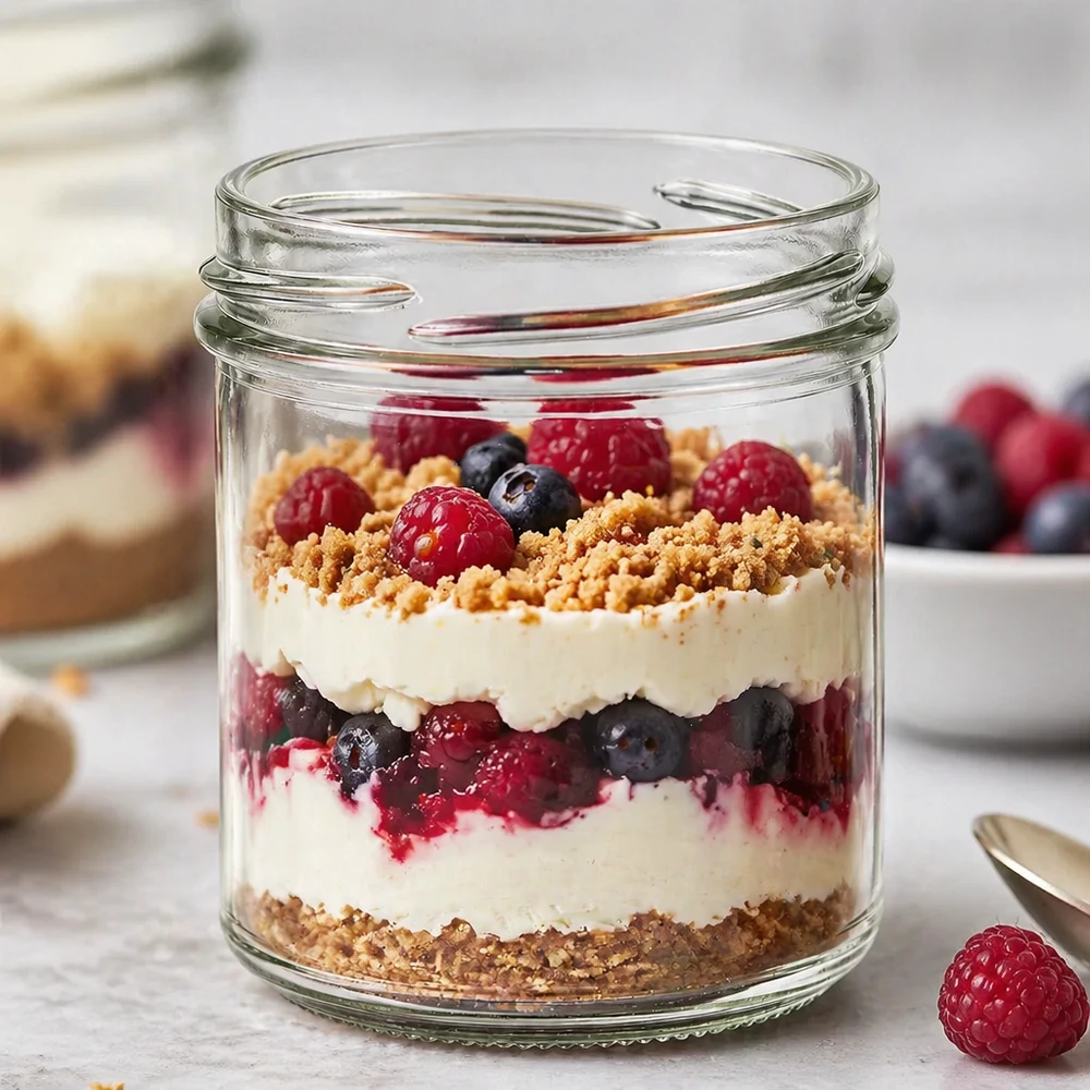 Copos UNiTWIST de 167 ml com sobremesa em camadas de frutos silvestres, mascarpone e migalhas de biscoito como aplicação do produto