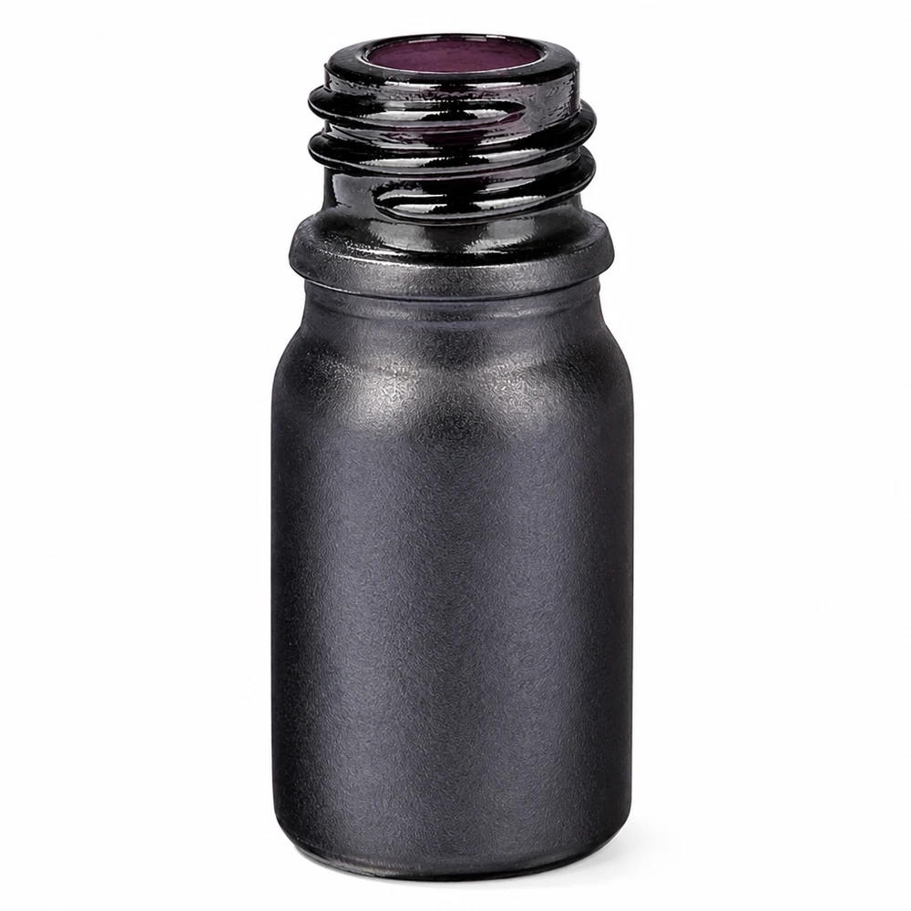 Frasco de farmácia de 5 ml BlackLine UT18/5 UNiTWIST Frasco de farmácia de 5 ml BlackLine UT18/5 UNiTWIST em vidro preto violeta com rosca