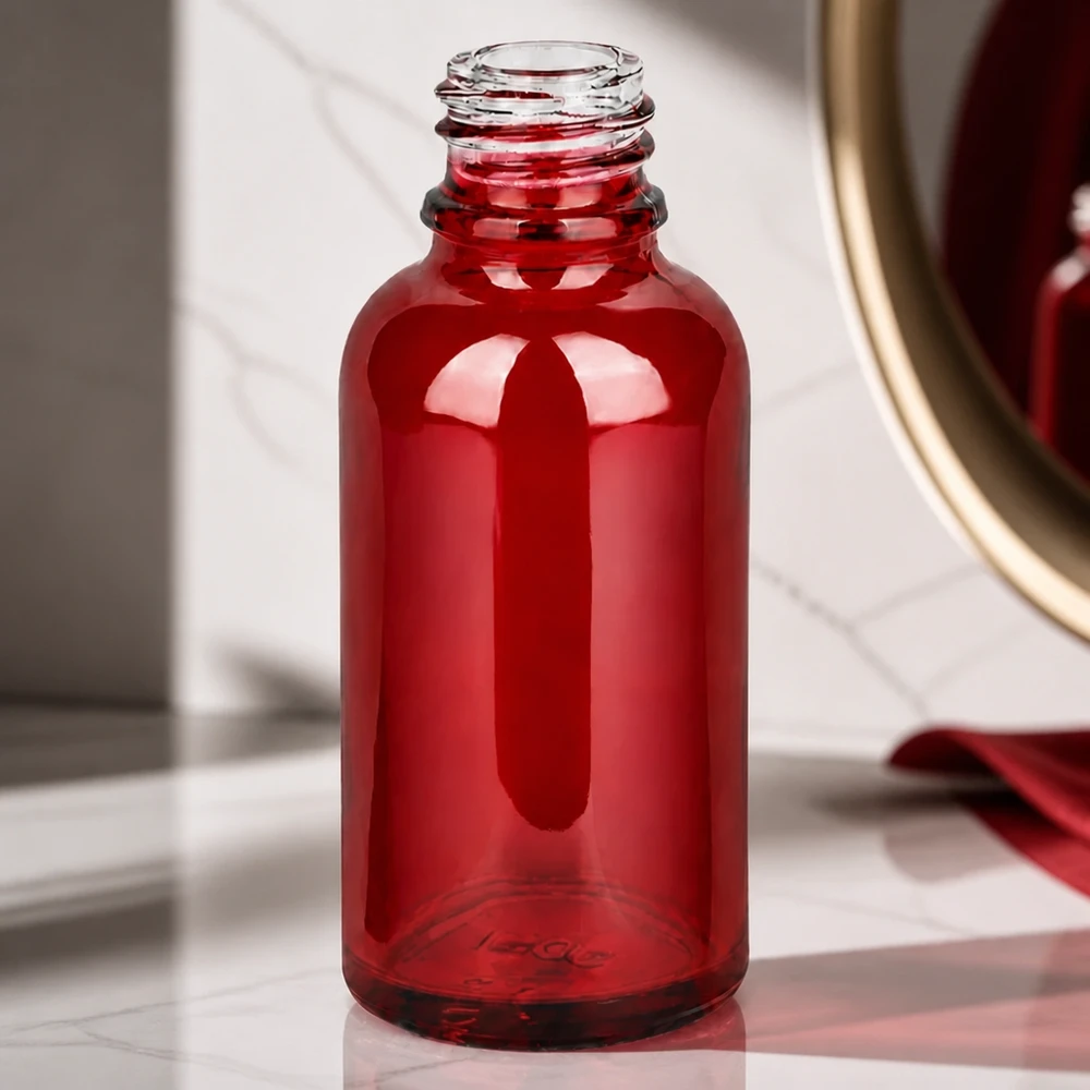 Frasco de farmácia vermelho elegante RedLine UT18/30 UNiTWIST 30ml com superfície de vidro brilhante