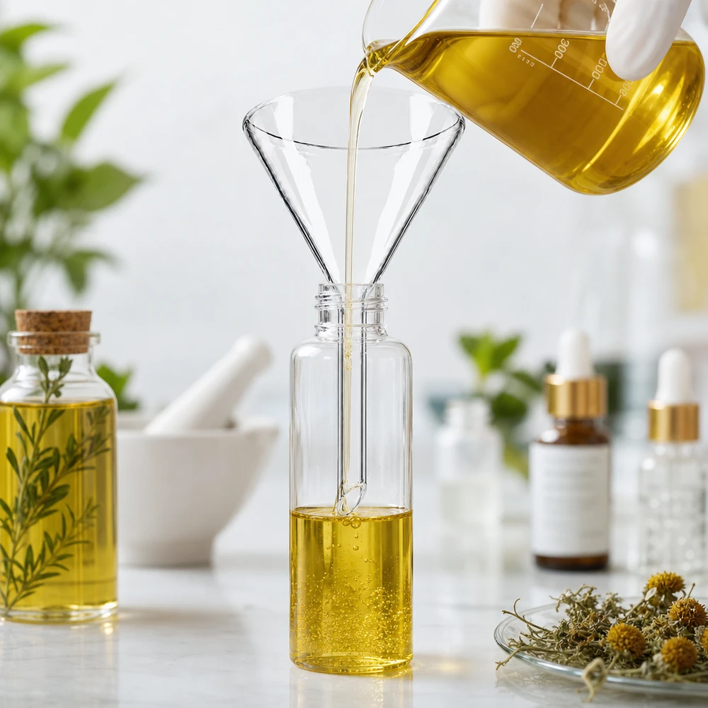 Funil ø60mm cal sodada, ângulo 60°, estilo curto Funil de vidro de precisão com 60 mm de diâmetro e ângulo de inclinação de 60 graus para aplicações laboratoriais