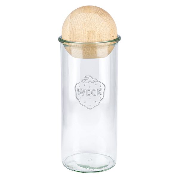 Copos de vidro de 1500ml WECK RR100 com bola de madeira faia